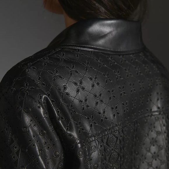 Anthropologie Faux Leather Eyelet Jacket - Picture 6 of 7